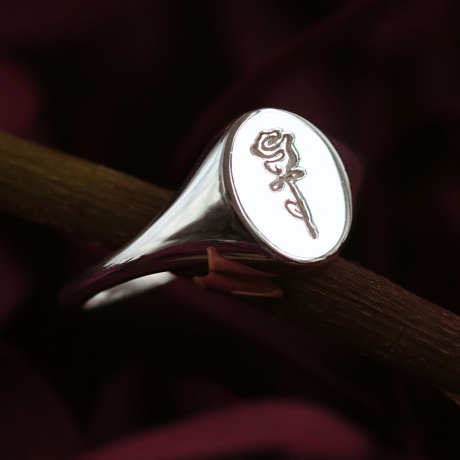 Gothic Rose Signet Ring