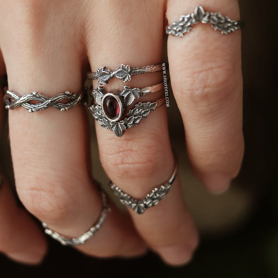 Imperfect | Hedera Ivy Garnet Wishbone Ring