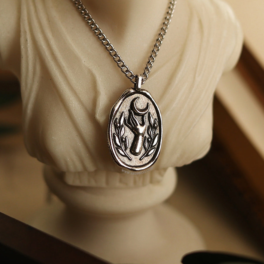 © Selene Wax Seal Crescent Moon Necklace