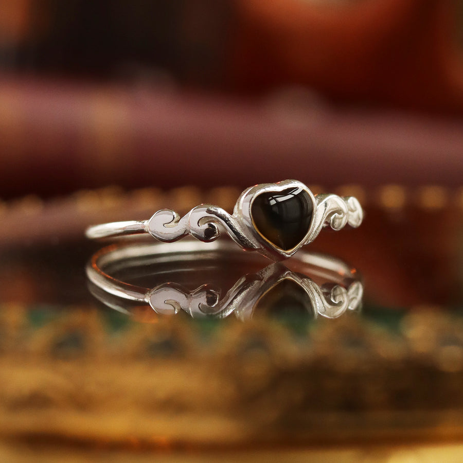 Mystic Heart Mood Stone Silver Ring