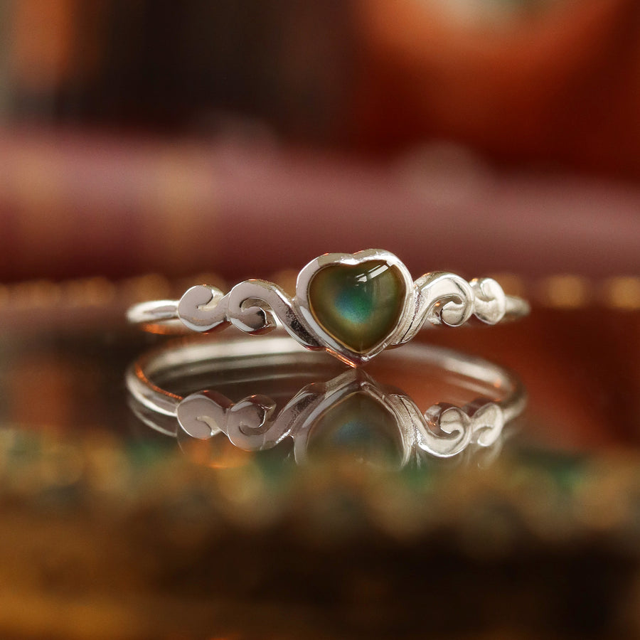 Mystic Heart Mood Stone Silver Ring