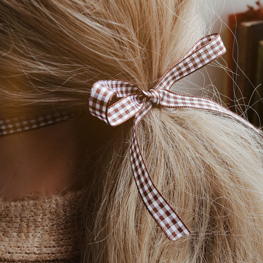 Cocoa & Pumpkin Gingham Tie Set