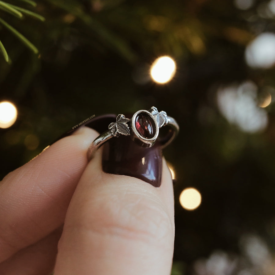 Imperfect | Hedera Ivy Garnet Wishbone Ring