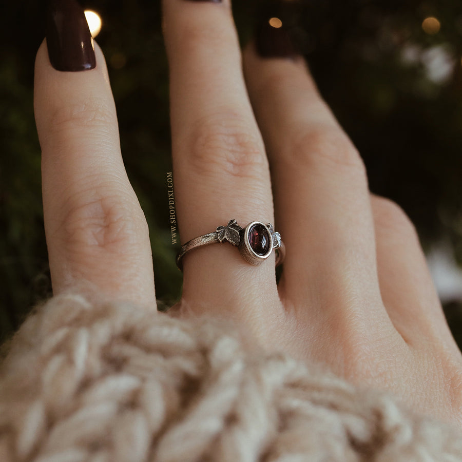 Imperfect | Hedera Ivy Garnet Wishbone Ring