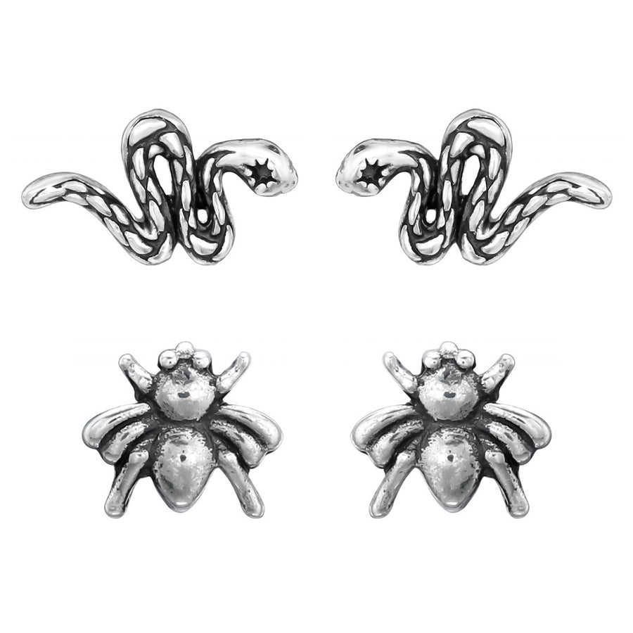 Gothic Snake & Spider Studs Set