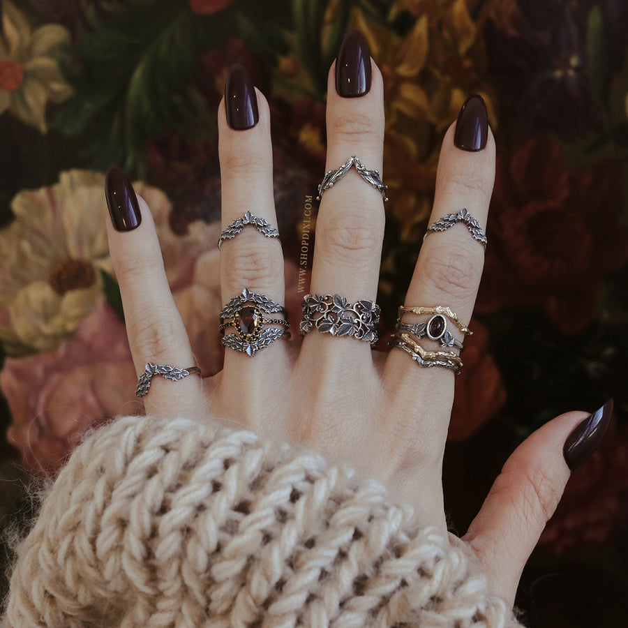 Imperfect | Hedera Ivy Garnet Wishbone Ring