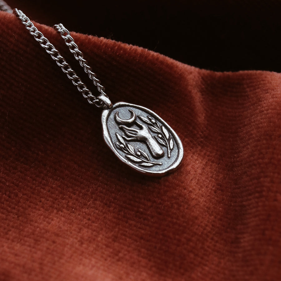 © Selene Wax Seal Crescent Moon Necklace