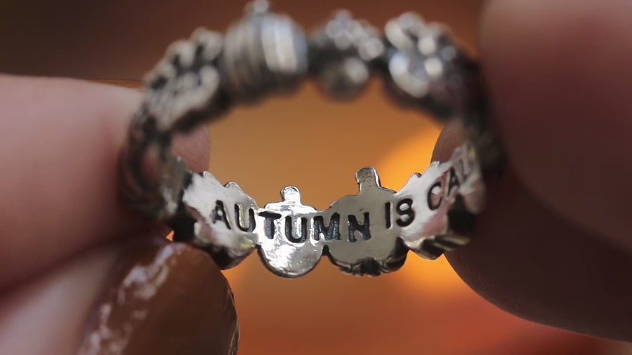 Autumn Is Calling Pumpkin & Acorn Boho Wreath Ring