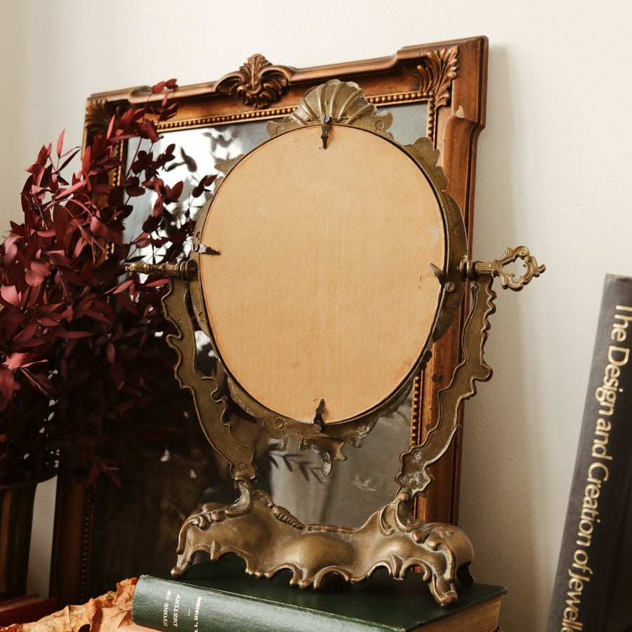 Antique | Brass Swivel Cherub Mirror