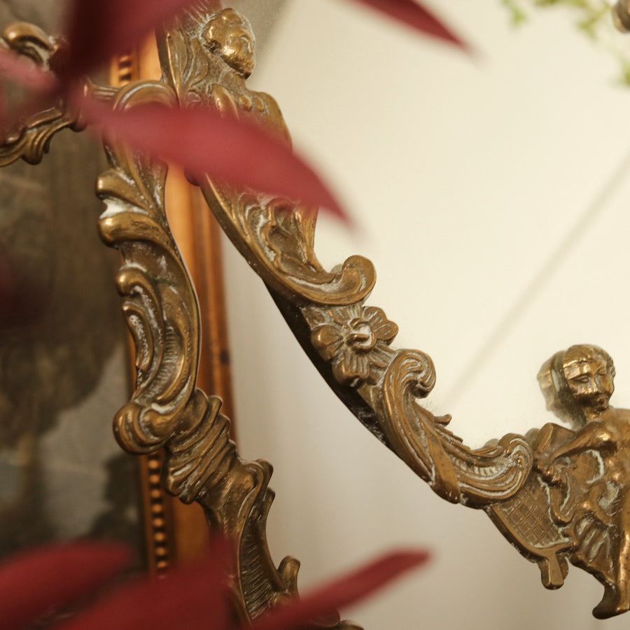 Antique | Brass Swivel Cherub Mirror