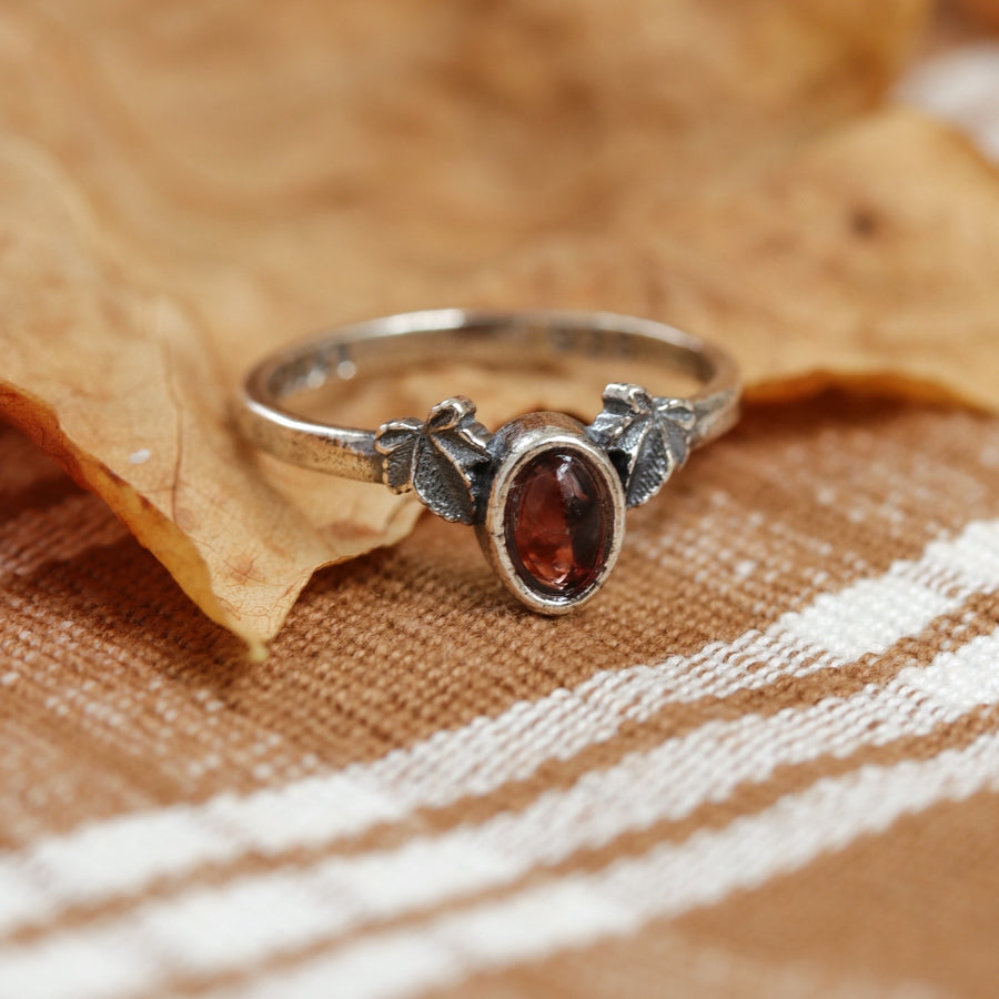 Imperfect | Hedera Ivy Garnet Wishbone Ring