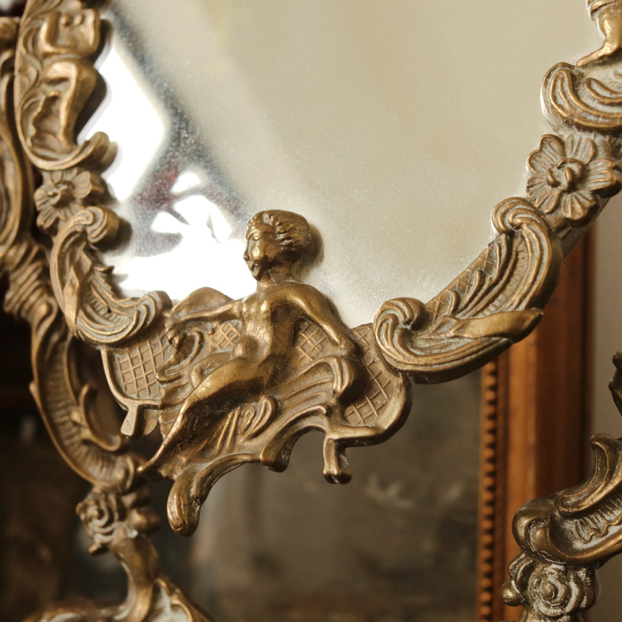 Antique | Brass Swivel Cherub Mirror