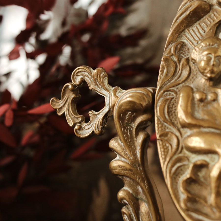 Antique | Brass Swivel Cherub Mirror